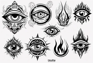 eye with flames tattoo idea