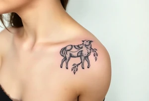 Wolf and sheep as one hybrid 
animal tattoo idea