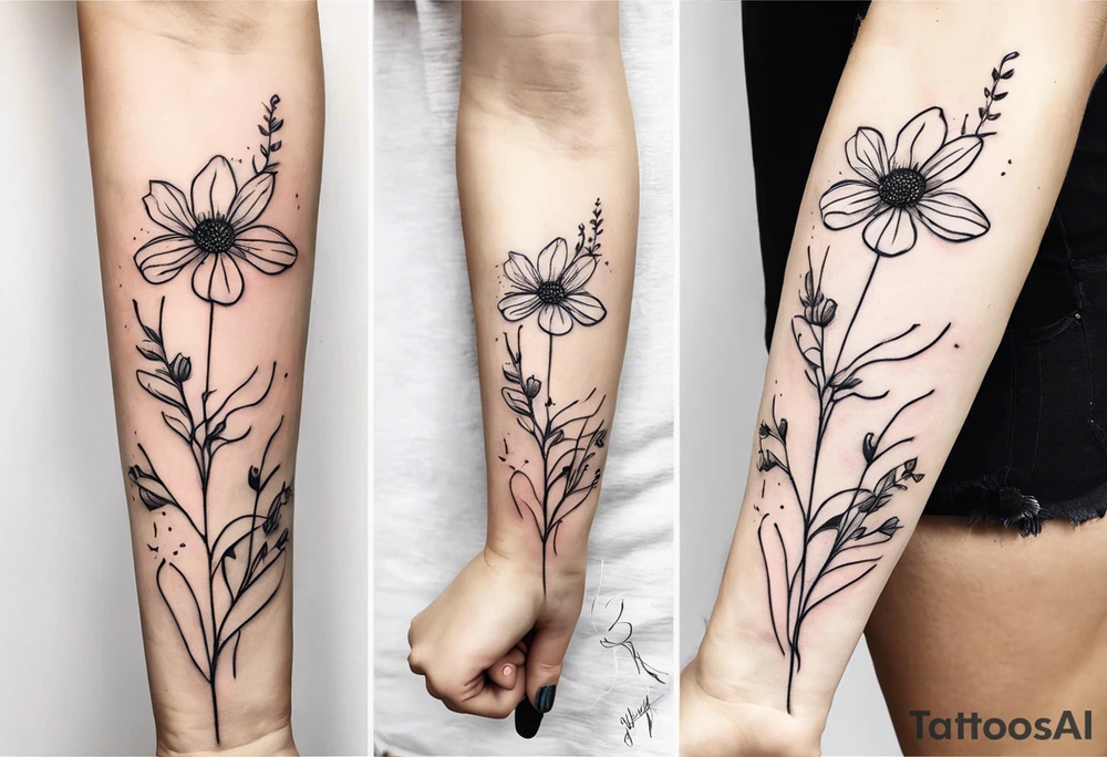 wildflowers with the lyrics "And I won't let me insecurities define who I am" around it tattoo idea