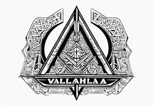 Valhalla sword shield axe Valknut stairs tattoo idea