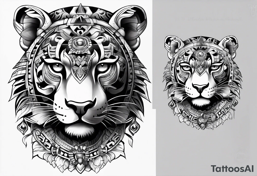 aztec jaguar sleeve tattoo idea