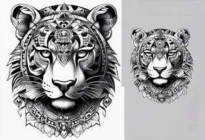aztec jaguar sleeve tattoo idea