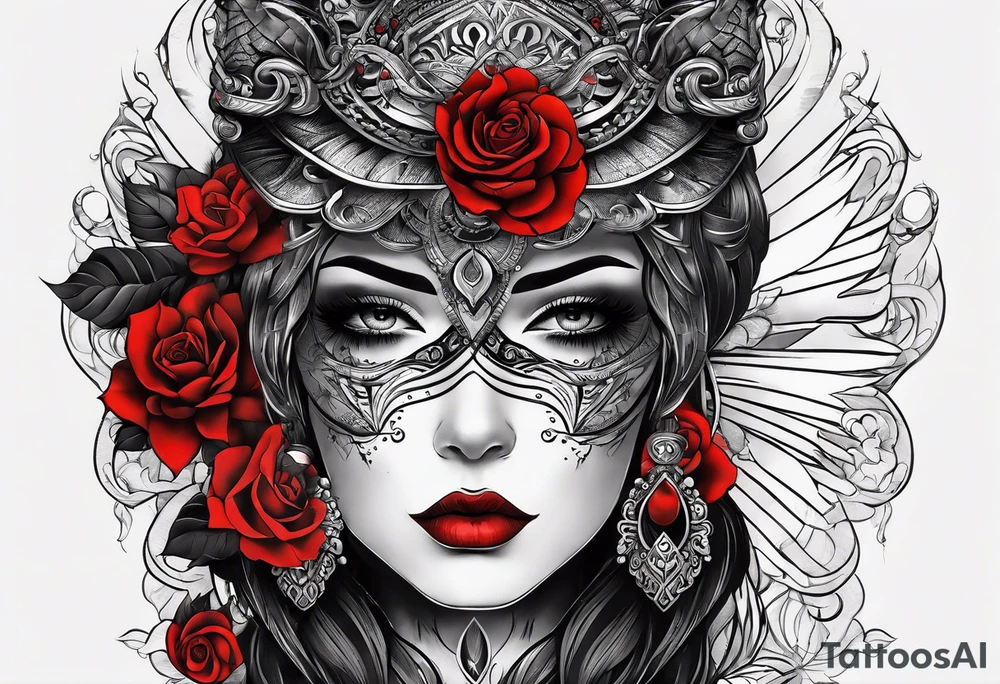 black and red arm tattoo with unique design tattoo idea