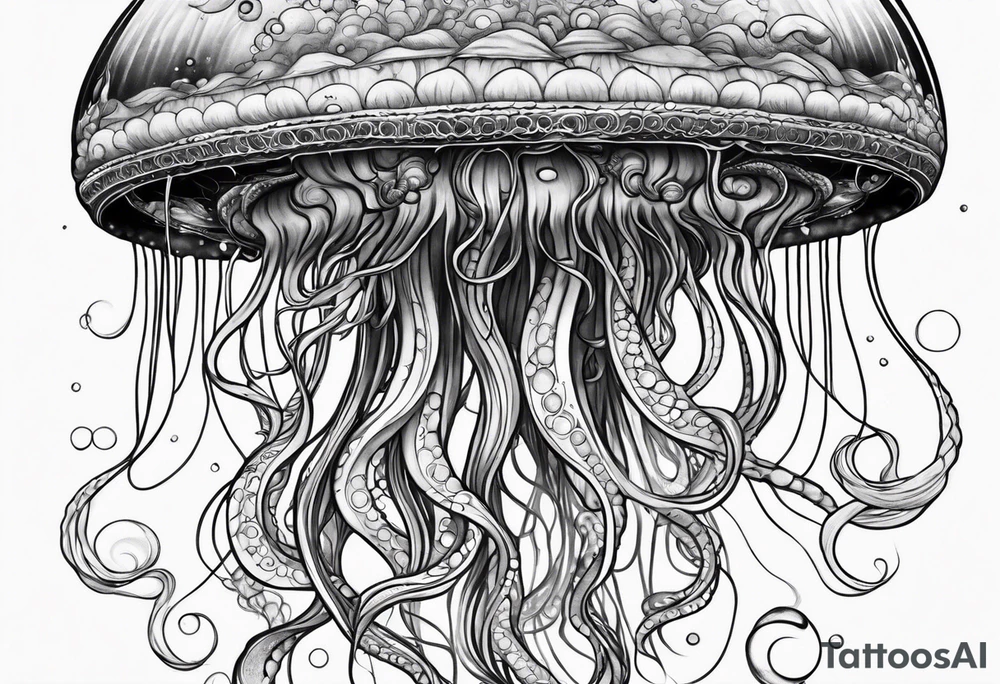 Space jellyfish with long tentacles tattoo idea