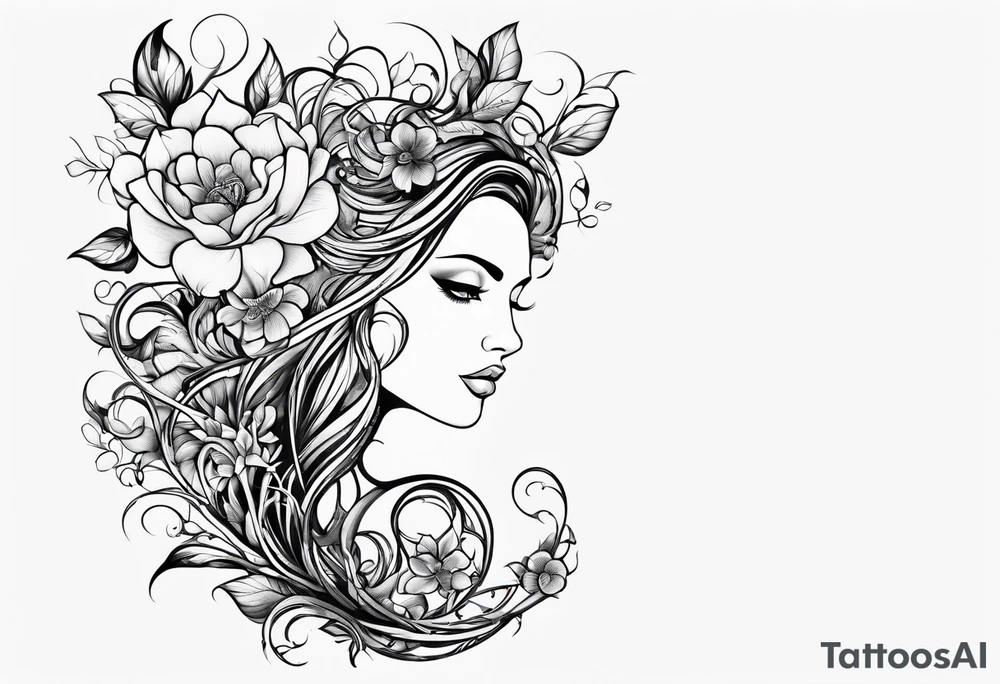 long flower vine tattoo idea