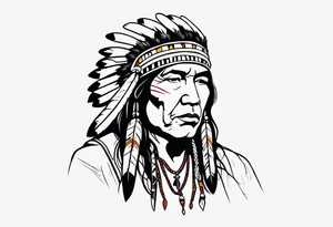 Native American with Bow tattoo idea