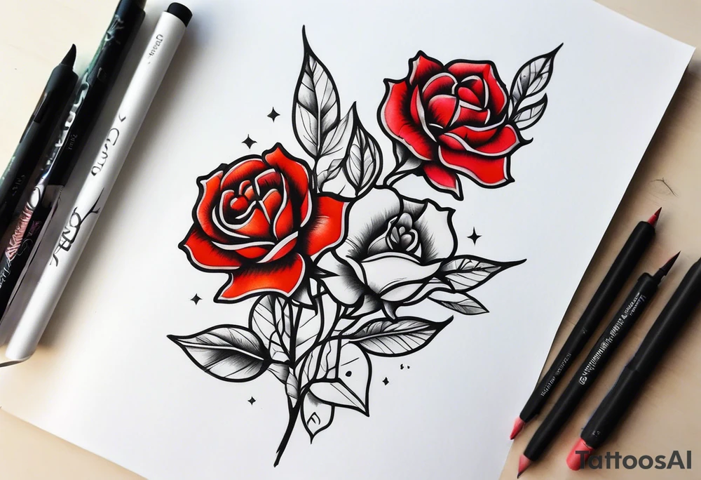 Zwei Rosen mit Leuchtturm tattoo idea