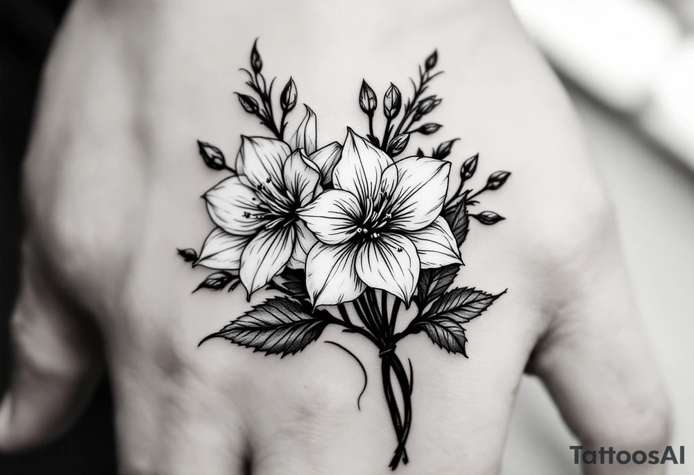 narcissus flowers, holly and jonquil flowers tattoo idea