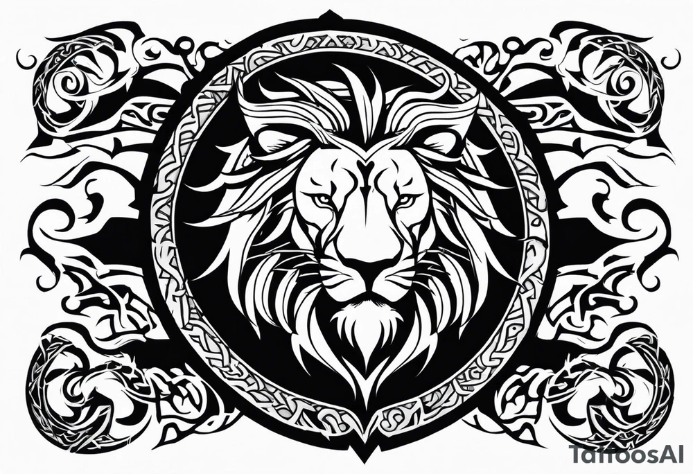 Valhalla sword shield lion dragon tattoo idea