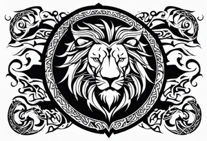 Valhalla sword shield lion dragon tattoo idea