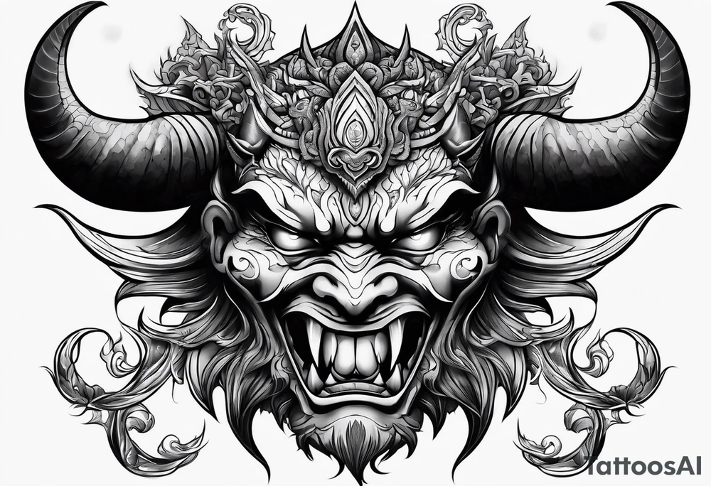demon face tattoo idea