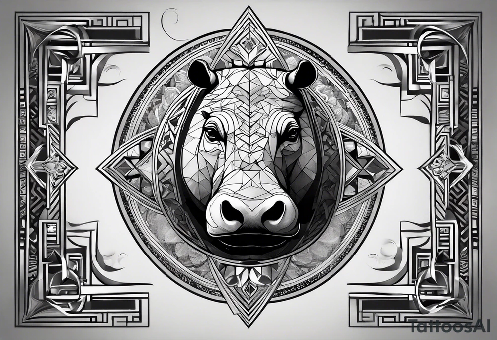 Very asymmetrical, +geometric pattern, with realistic full moon, with hippo at side look, +tribal, +geometric, +inkart , +blackwork, +grey scale, + sketch
with wintersweet flower bud, +inkart touch, +for men, detailed , combined favourite tattoo idea