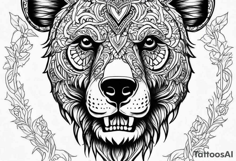 skeleton bears head gothic tattoo idea