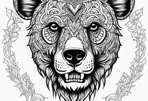 skeleton bears head gothic tattoo idea