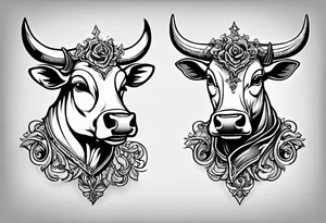 a humanoid cow dressed up like a ghost at halloween tattoo idea