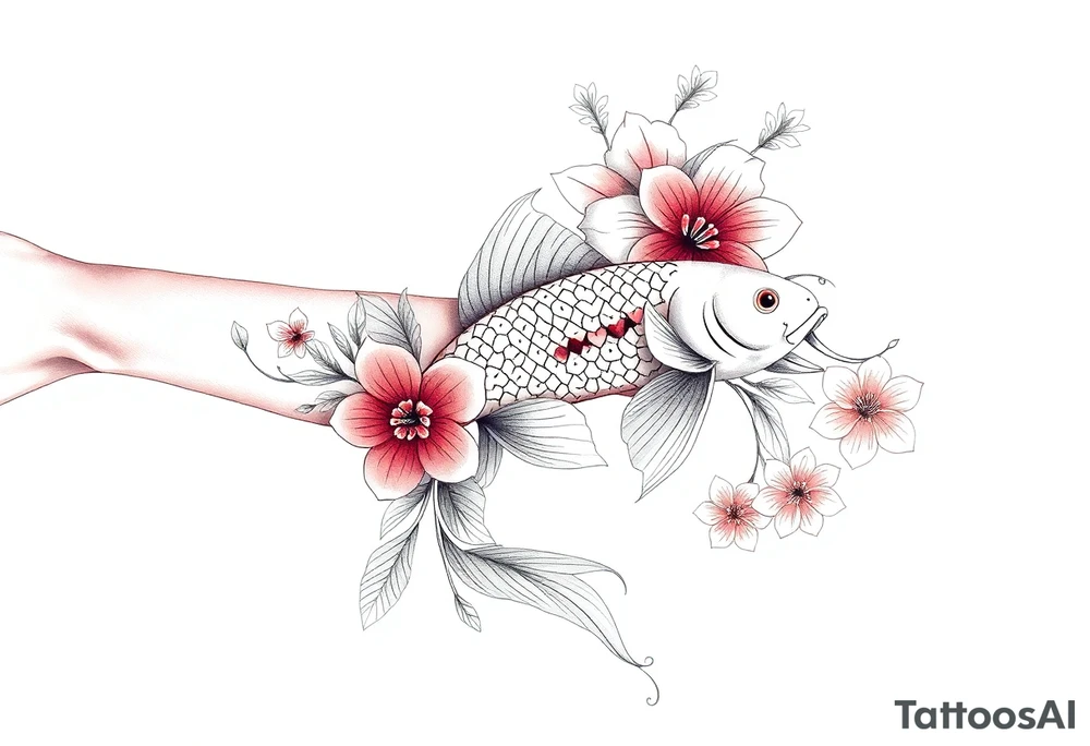 Exotic birds, Exotic flowers, Coi fish tattoo idea