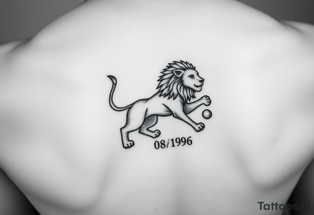 Leo zodiac sign with 08/18/1996 tattoo idea