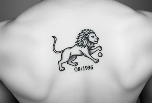 Leo zodiac sign with 08/18/1996 tattoo idea