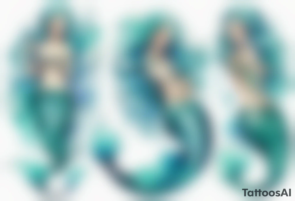 A beautiful mermaid with turquois scales. tattoo idea