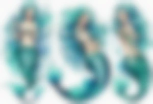 A beautiful mermaid with turquois scales. tattoo idea