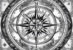 nautical map with compass tattoo idea