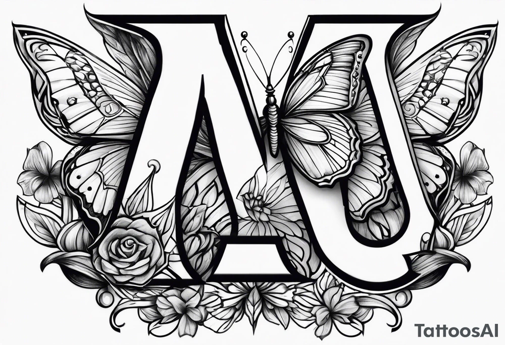 Letter A with butterfly tattoo idea