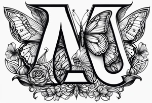 Letter A with butterfly tattoo idea