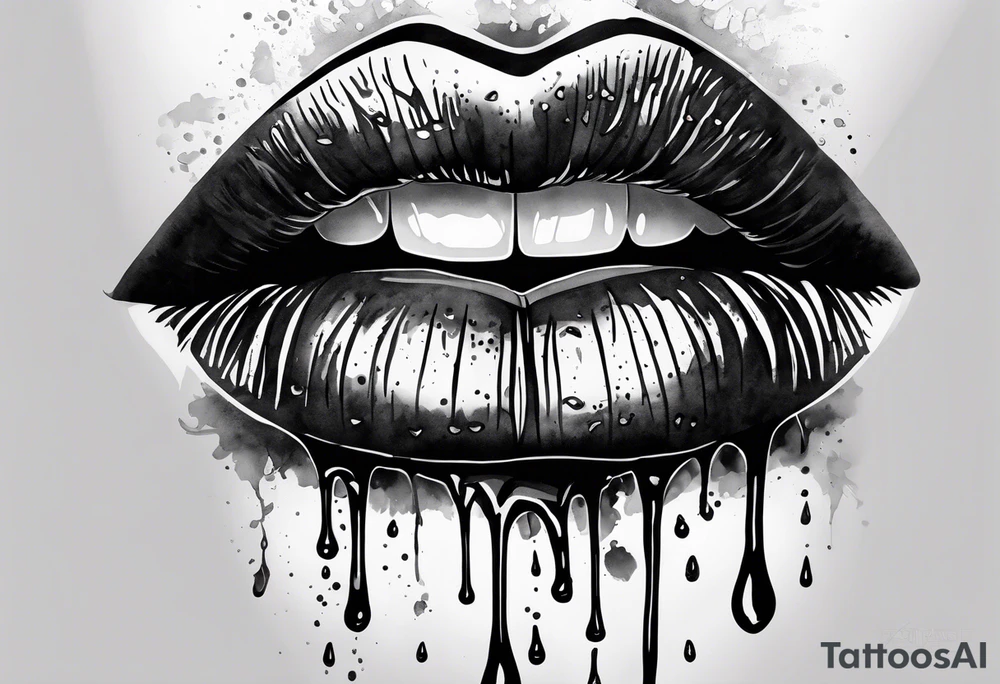 lips dripping wet tattoo idea