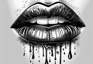 lips dripping wet tattoo idea