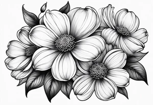Dogwood flowers, daisy flowers, sleeve tattoo idea
