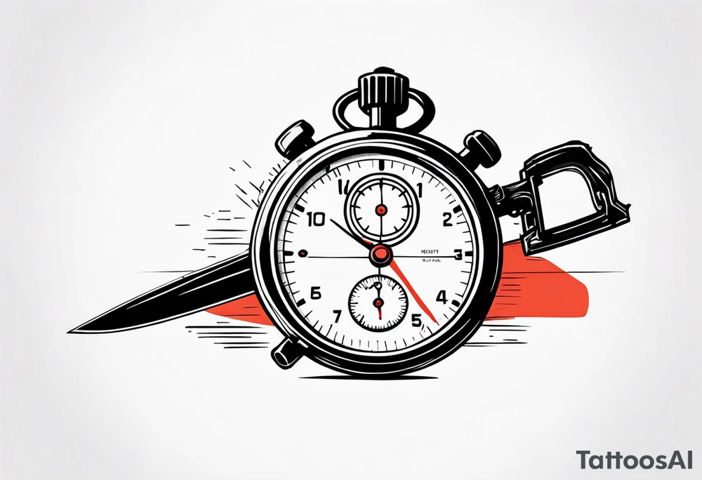 Stopwatch hanging from  a sword tattoo idea
