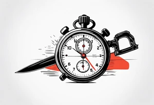 Stopwatch hanging from  a sword tattoo idea