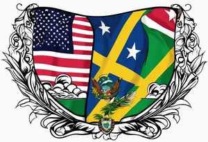 U.S. Virgin Islands and Trinidad flags tattoo idea