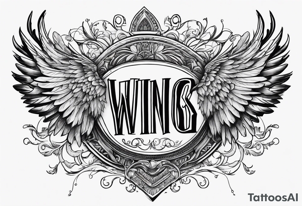 Wings with the word Glenn in the middle tattoo idea