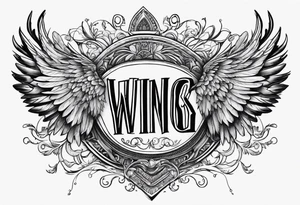 Wings with the word Glenn in the middle tattoo idea