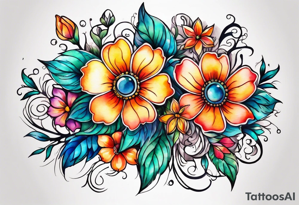 Floral hippy chest piece tattoo idea