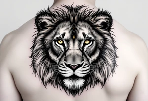 A lion with three golden eyes tattoo idea
