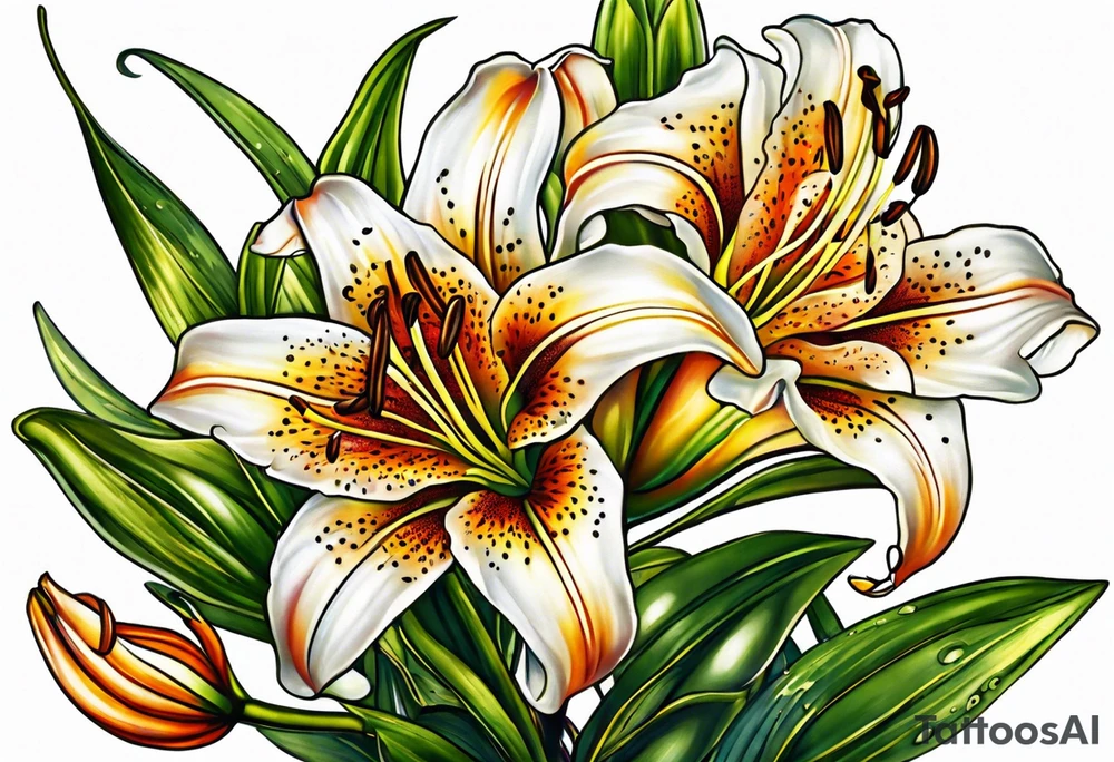 tiger lily  flower tattoo idea