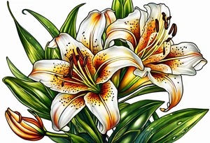 tiger lily  flower tattoo idea