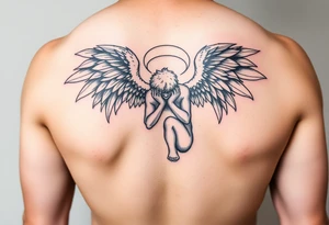 Fallen angel on his knees tattoo idea