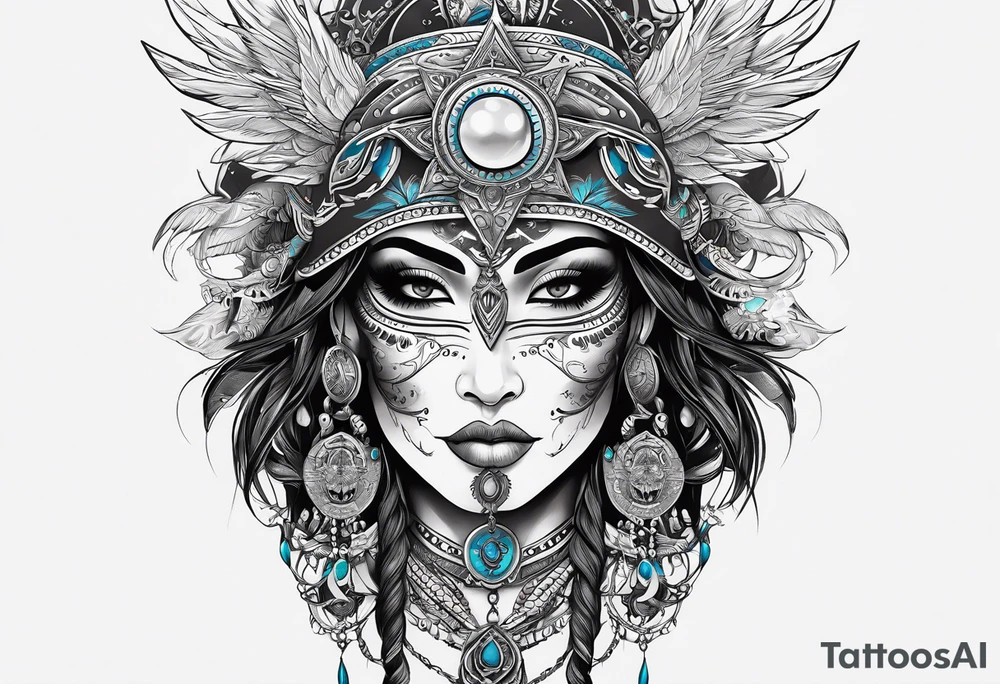 kali, goddess pirate, pachamama, valkrye, warrior, skull, lotus azul, wing, eagle, zenza resonance, stars tattoo idea