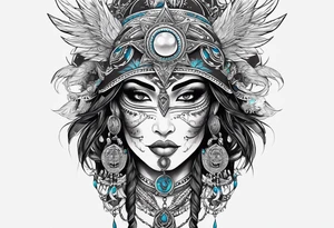 kali, goddess pirate, pachamama, valkrye, warrior, skull, lotus azul, wing, eagle, zenza resonance, stars tattoo idea