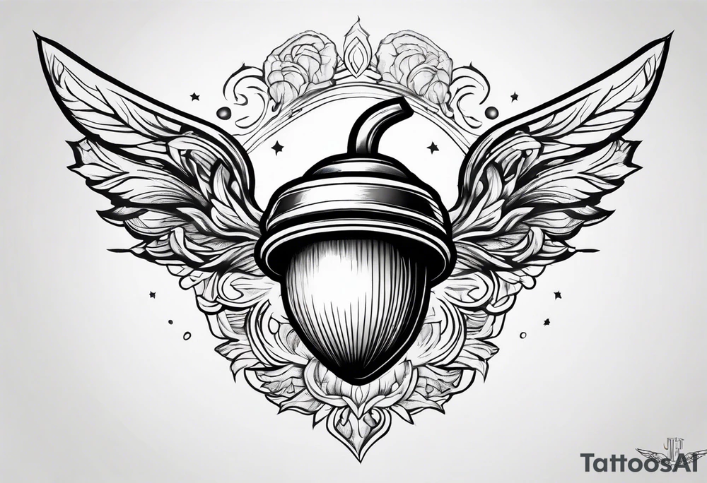 Flying acorn tattoo idea