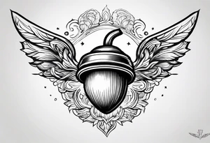 Flying acorn tattoo idea