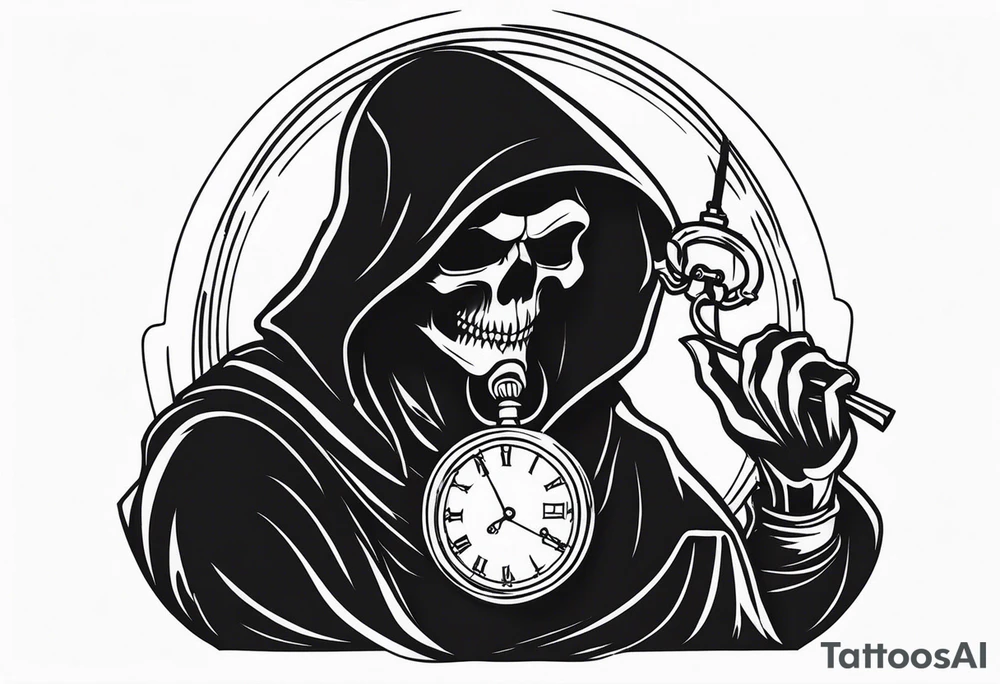 Grim reaper with a pocket watch tattoo idea