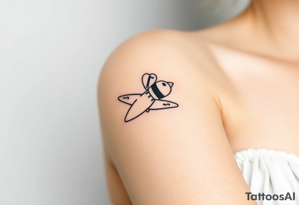 jet plane with a bee flying with it tattoo idea