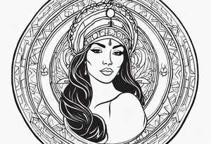 Hispanic/ Latin  goddess, love, forgiveness, strength, peace, cancer sign , time, past, future tattoo idea
