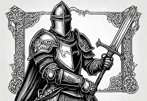 Medieval knight holding a sword tattoo idea