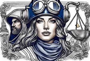 Navy diver lady justice family lawyer tattoo idea