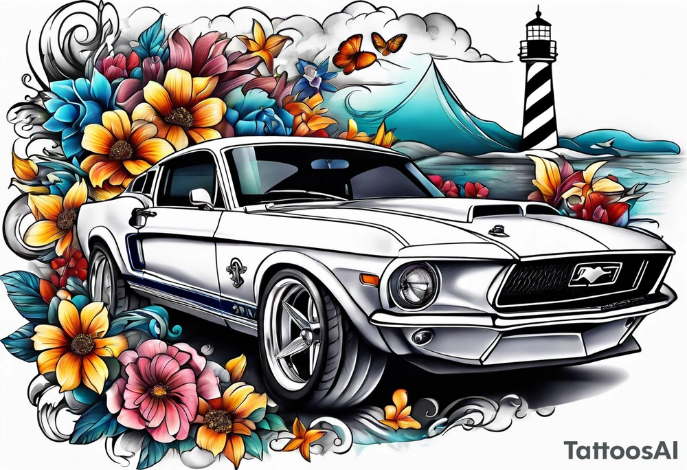 Flowers 
Anchors 
Muscle mustang 

Fast cars
Ocean
Galaxy 
Stars 
Lighthouse tattoo idea